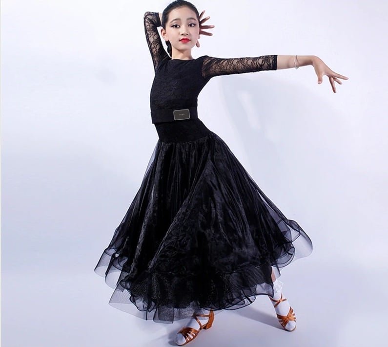 paidiko-forema-evrwpakwn-horwn-ballroom-dress-mayro